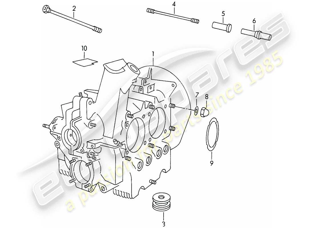 porsche 1954 (356/356a) crankcase - m >> 10 199 - m >> 21 780 - m >> 50 099 - m >> 21 999 - m >> 33 899 - m >> 40 999 part diagram