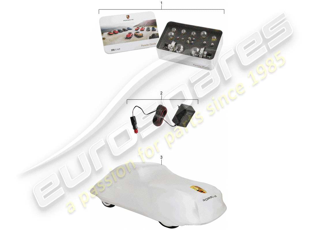 porsche 1955 (356/356a) accessories parts diagram