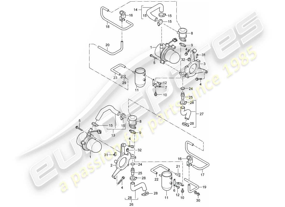 porsche 2004 (carrera gt) air injection parts diagram