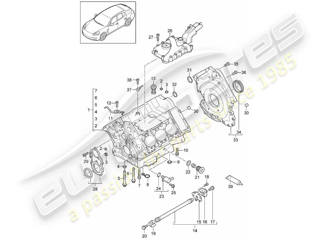 porsche 2013 (panamera 970) crankcase parts diagram