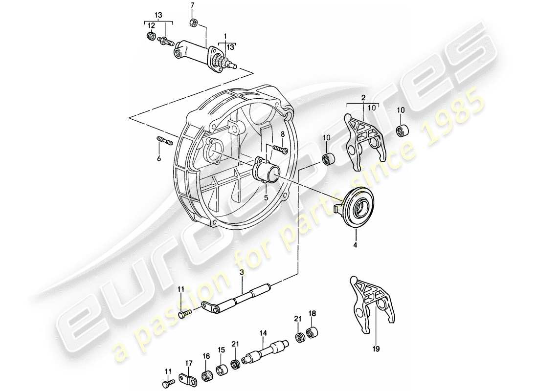 porsche 1989 (911) clutch release - hydraulic part diagram