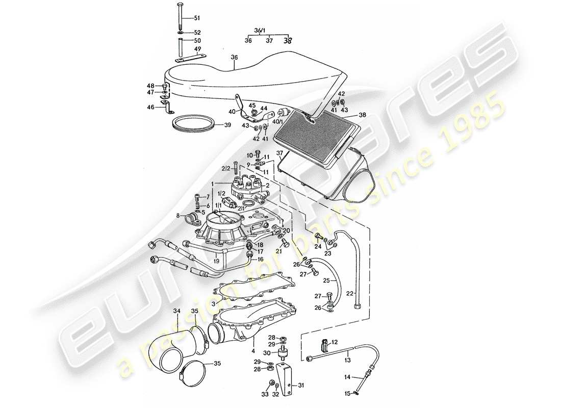 porsche 1976 (911 turbo) mixture control unit - air cleaner part diagram