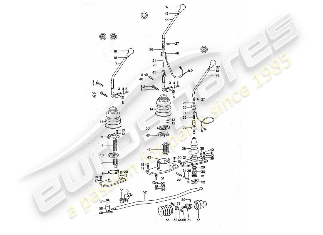 porsche 1976 (911 turbo) transmission control part diagram