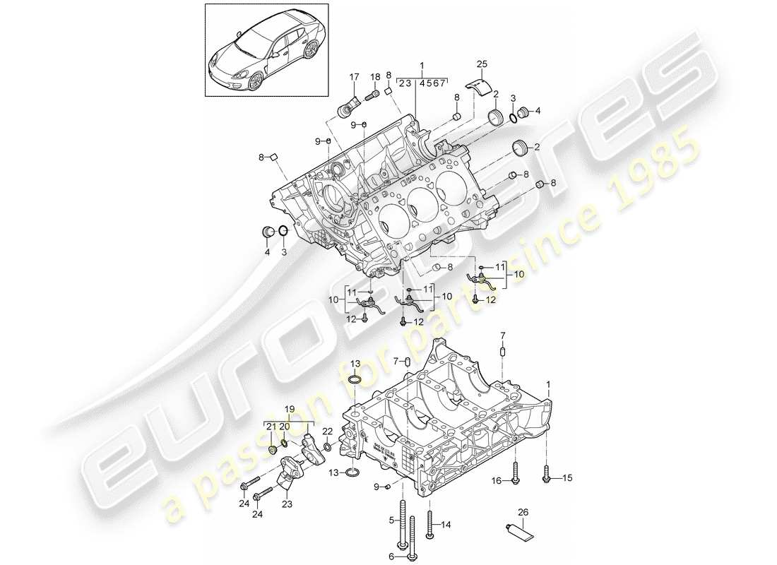 porsche panamera 970 (2014) crankcase parts diagram