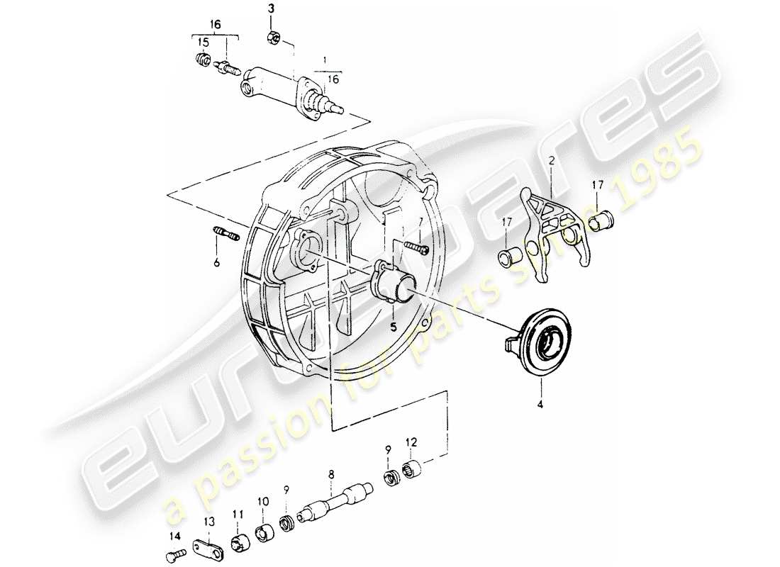 porsche 1990 (964) clutch release parts diagram