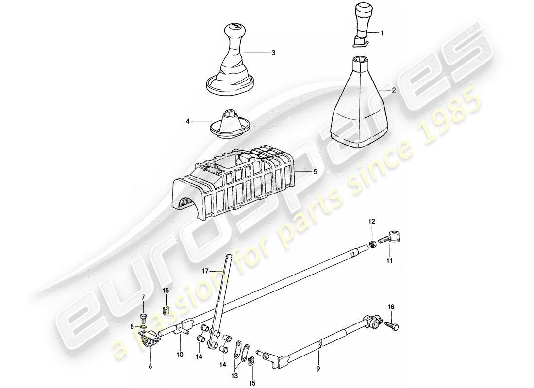 porsche 1979 (924) shift mechanism - manual gearbox parts diagram