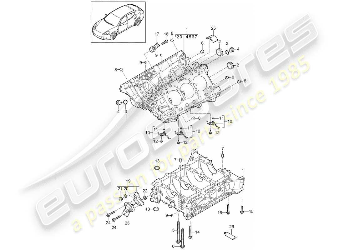 porsche 2013 (panamera 970) crankcase parts diagram