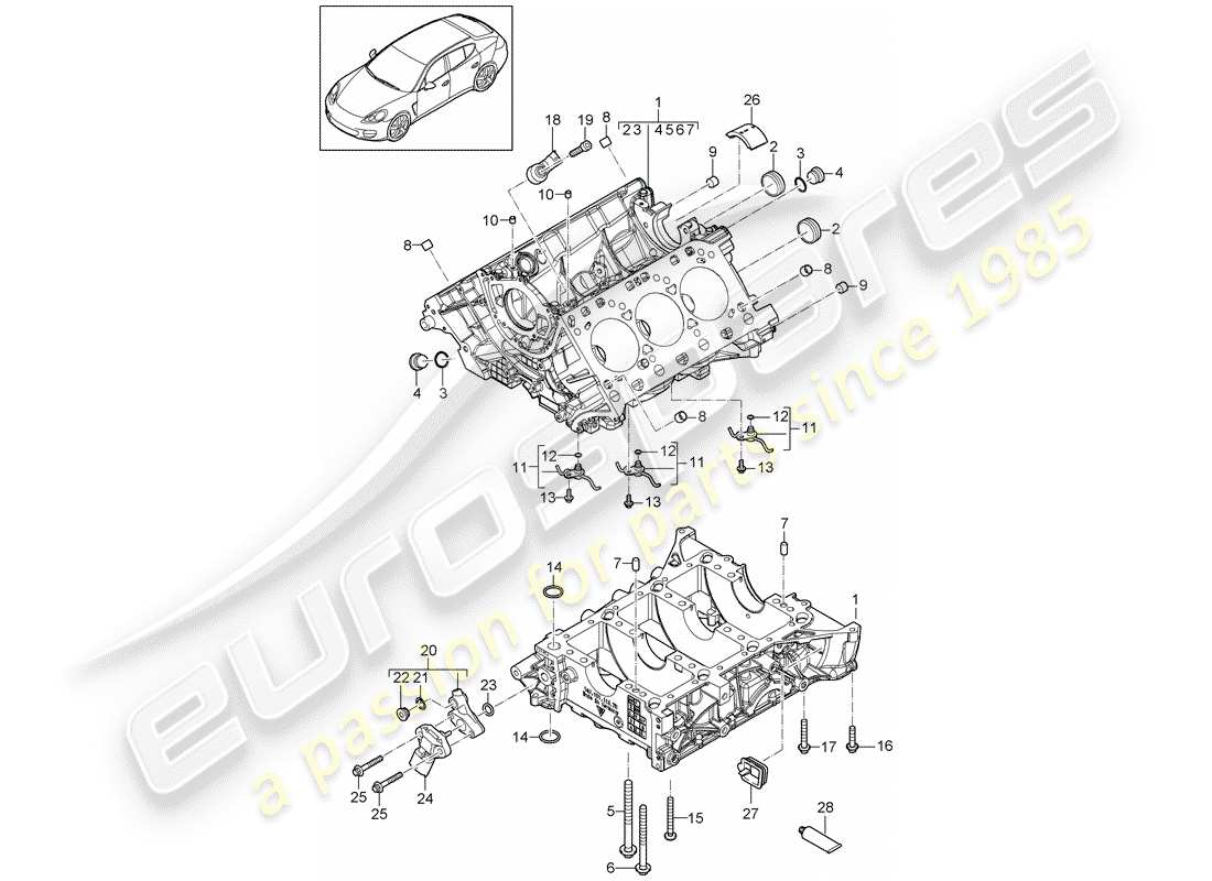 porsche 2012 (panamera 970) crankcase parts diagram