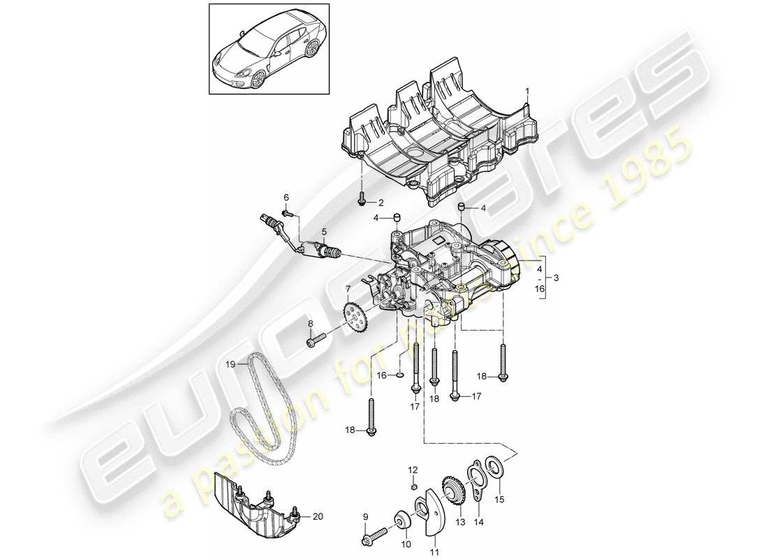 porsche 2012 (panamera 970) oil baffle plate parts diagram