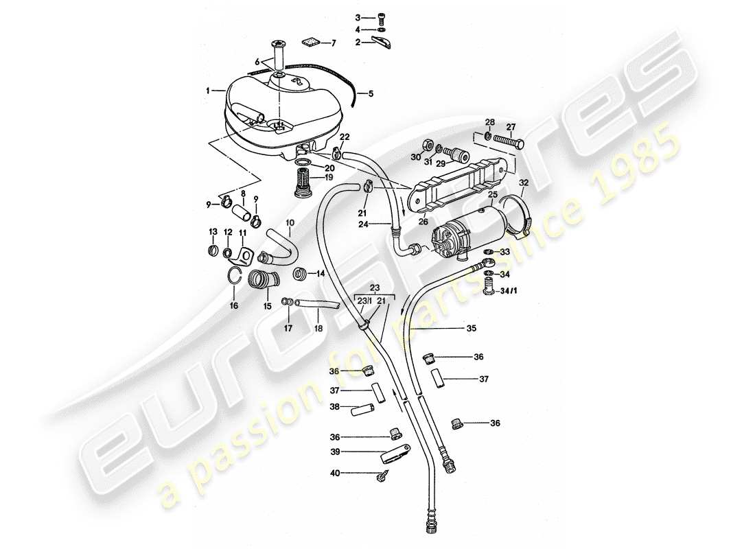 porsche 1976 (911 turbo) fuel system - d - mj 1975>> - mj 1975 part diagram