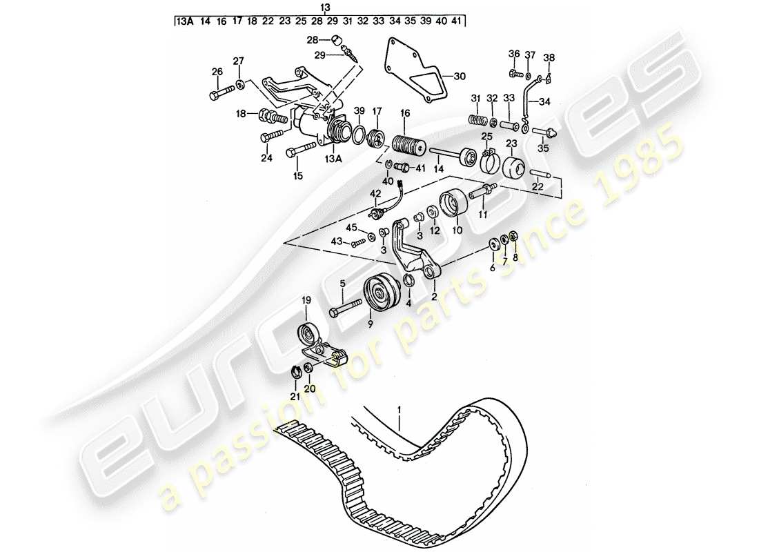 porsche 1988 (928) driving mechanism - camshaft part diagram