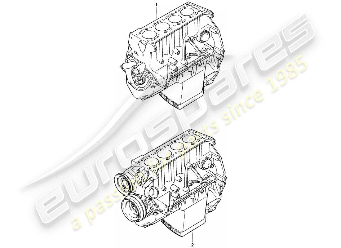 porsche 1979 (924) short engine - with: - crankshaft - piston - oil pump part diagram
