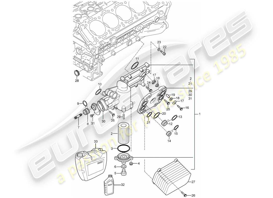 porsche 2004 (carrera gt) oil filter - bracket - heater core part diagram