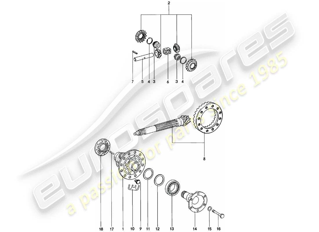 porsche 1983 (911) differential - spm part diagram
