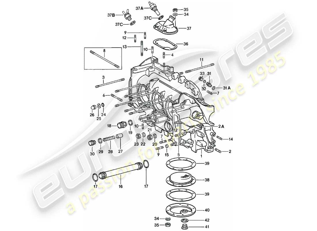 porsche 1981 (911) crankcase - repair set for maintenance - see illustration: part diagram