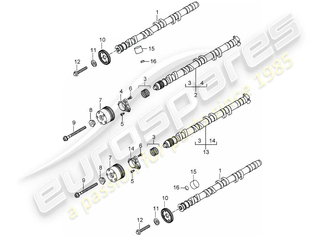 porsche 2005 (carrera gt) camshaft parts diagram