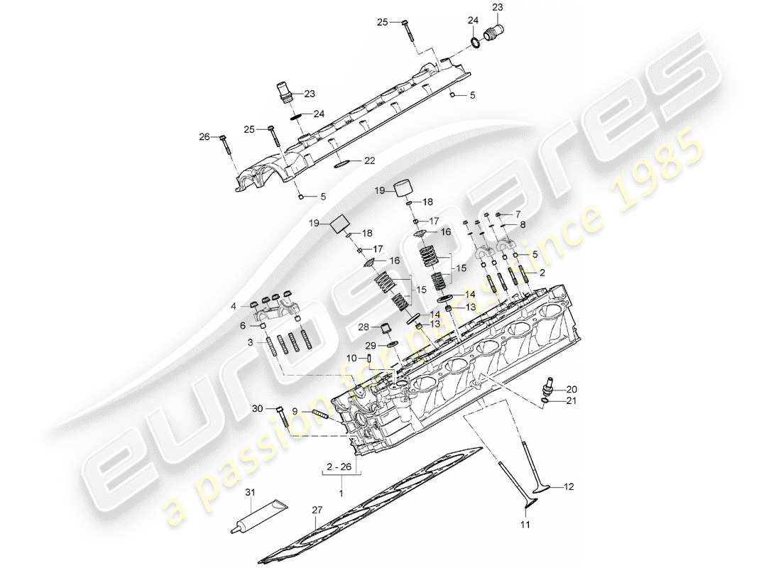 porsche 2005 (carrera gt) cylinder head - valve cover parts diagram