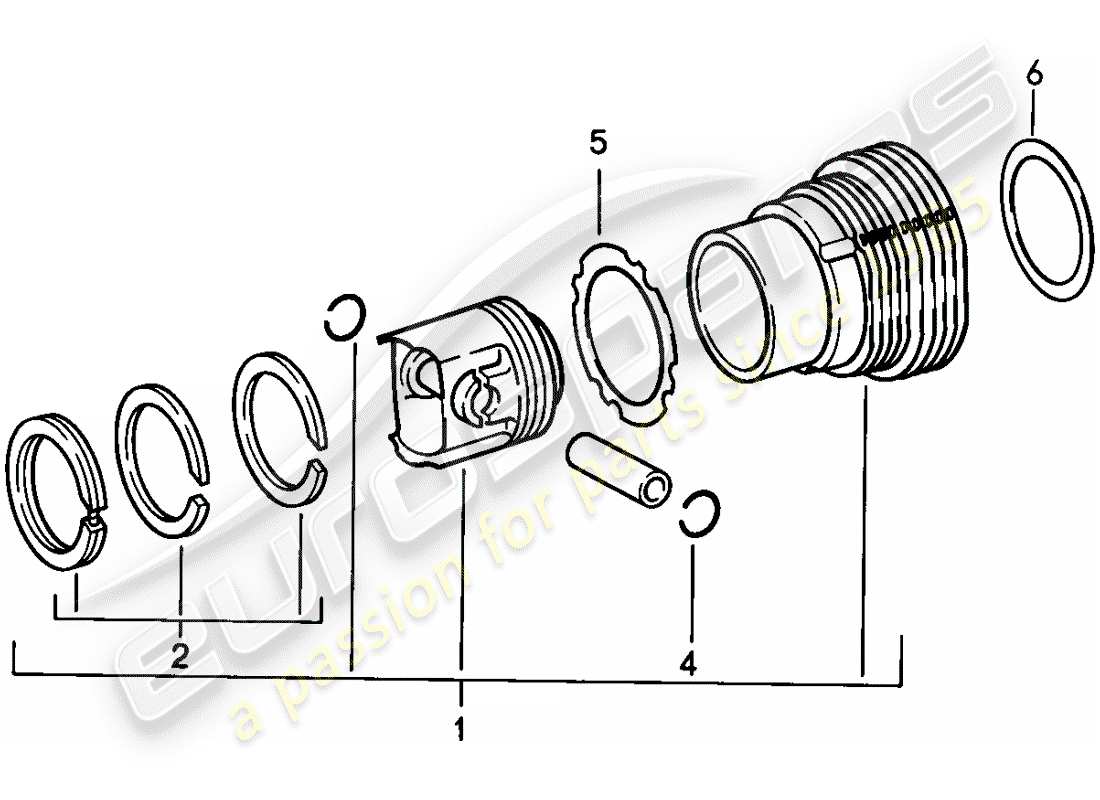 porsche 1989 (911) cylinder with pistons part diagram