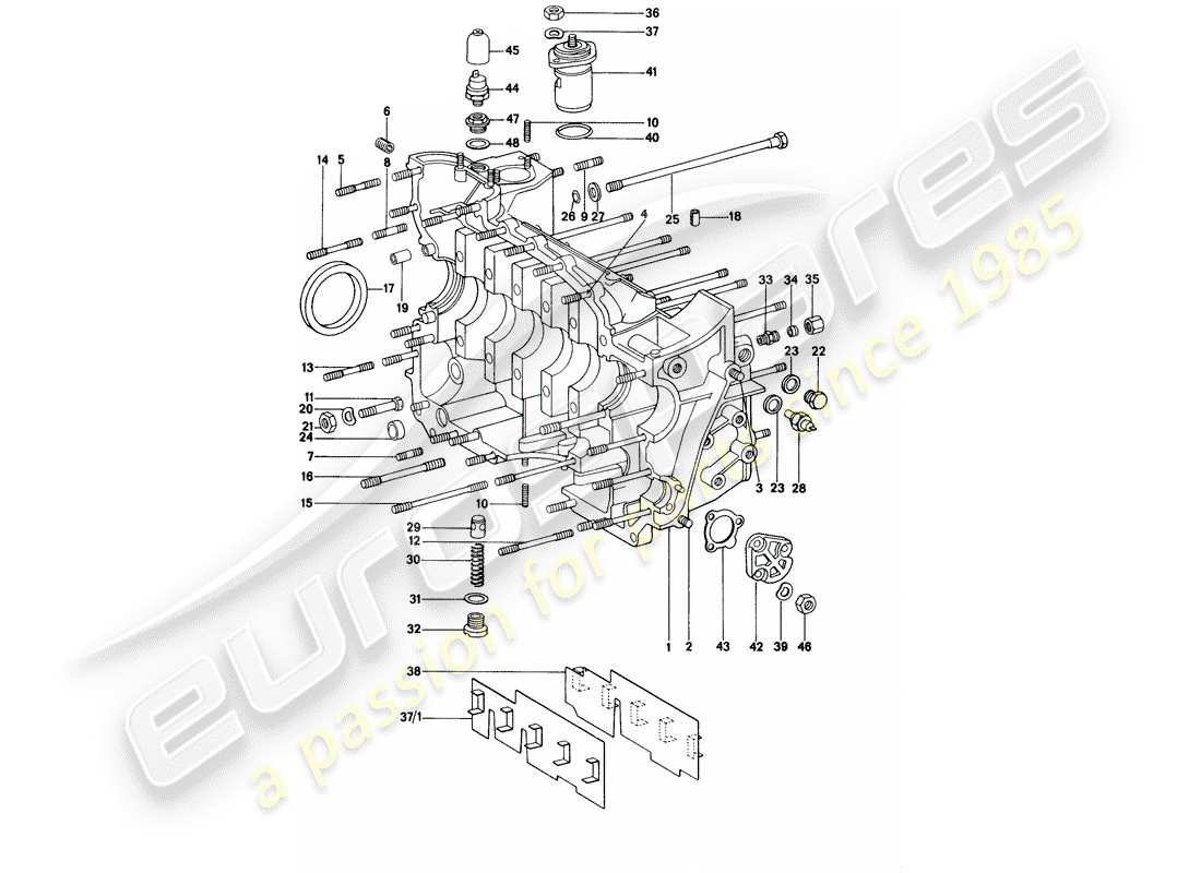 porsche 1975 (914) crankcase part diagram