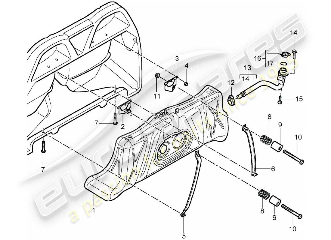 porsche carrera gt (2005) fuel tank - with: - accessories part diagram