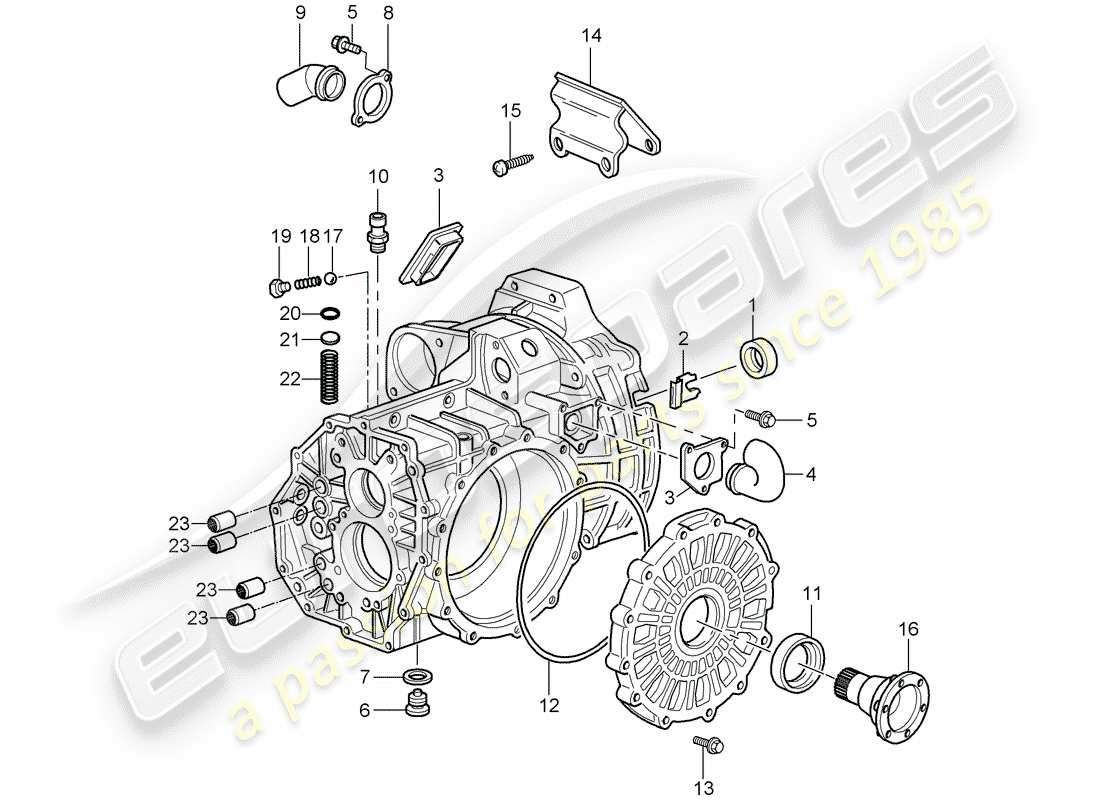 porsche 996 t/gt2 (2002) transmission case parts diagram