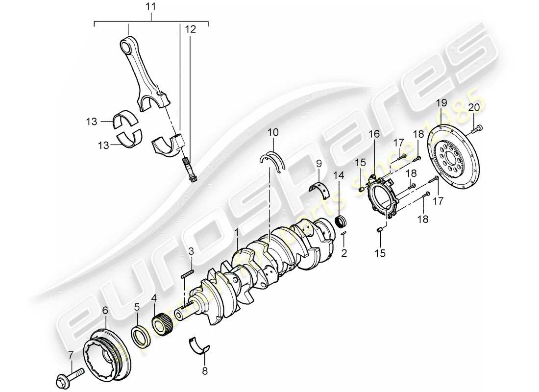 porsche carrera gt (2004) crankshaft - connecting rods parts diagram