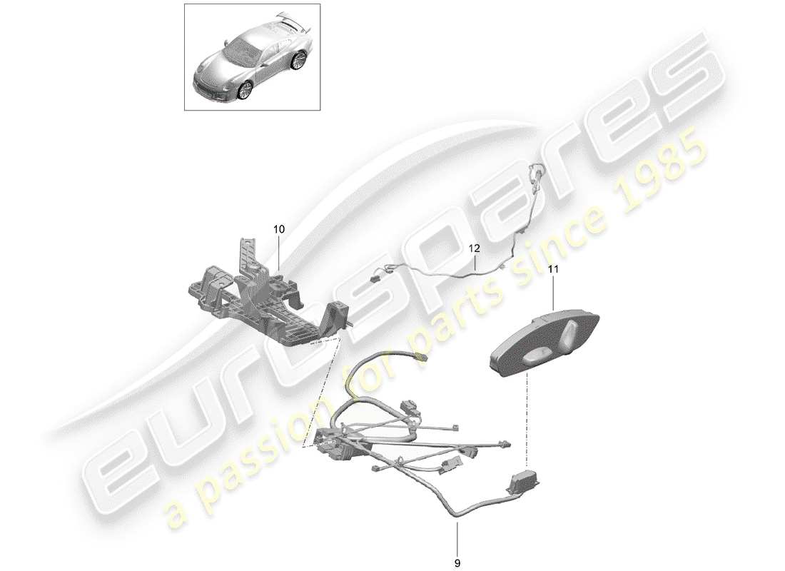 porsche 2016 (991-1 r/gt3/rs) wiring harnesses part diagram
