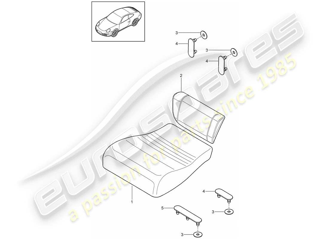 porsche 2011 (997-2) back seat cushion parts diagram
