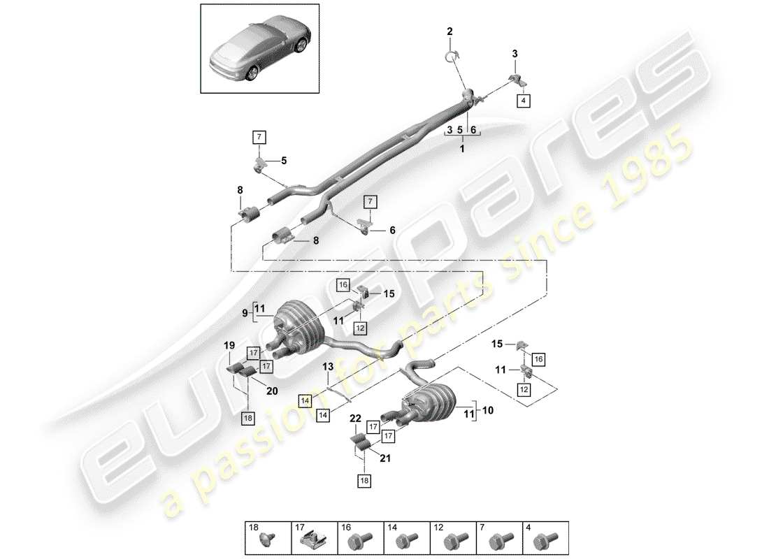 porsche 2019 (panamera 971-1) exhaust system part diagram