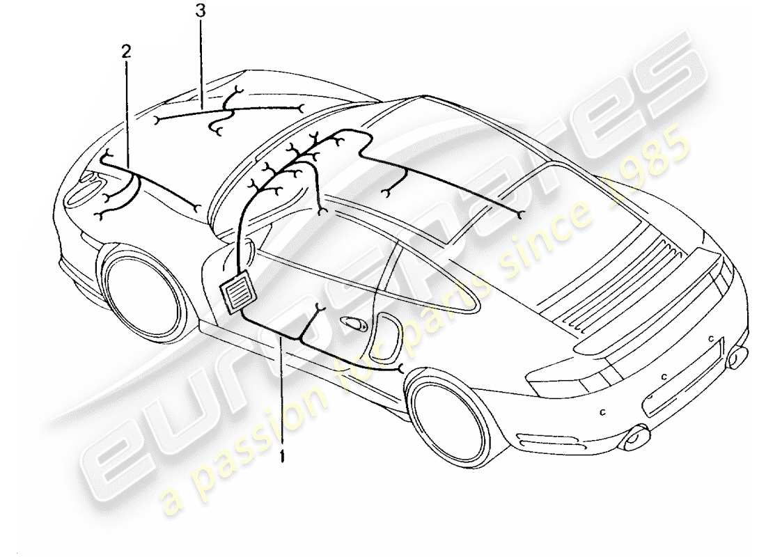 porsche 996 t/gt2 (2004) wiring harnesses - passenger compartment - glove box - front luggage compartment - repair kit - anti-locking brake syst. -abs- - brake pad wear indicator - front axle parts diagram