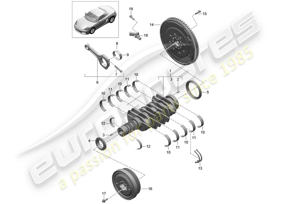 porsche 2018 (718 boxster) crankshaft part diagram