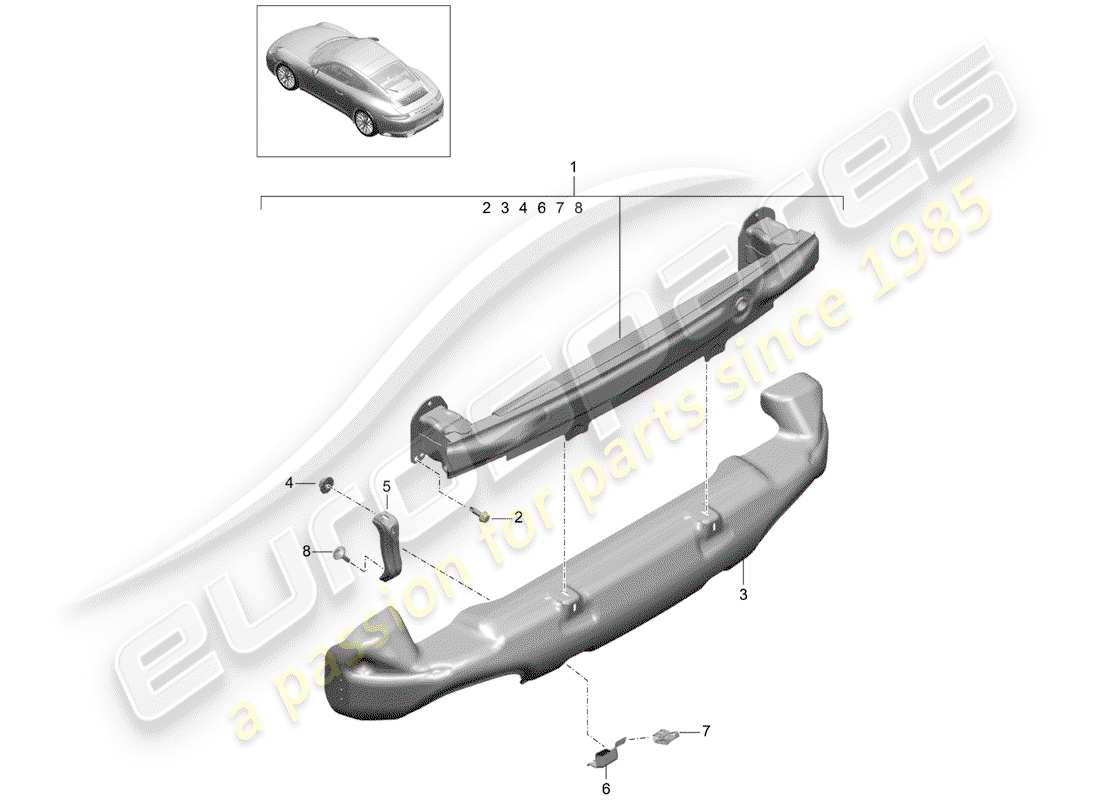 porsche 991 gen. 2 (2017) bumper bracket part diagram