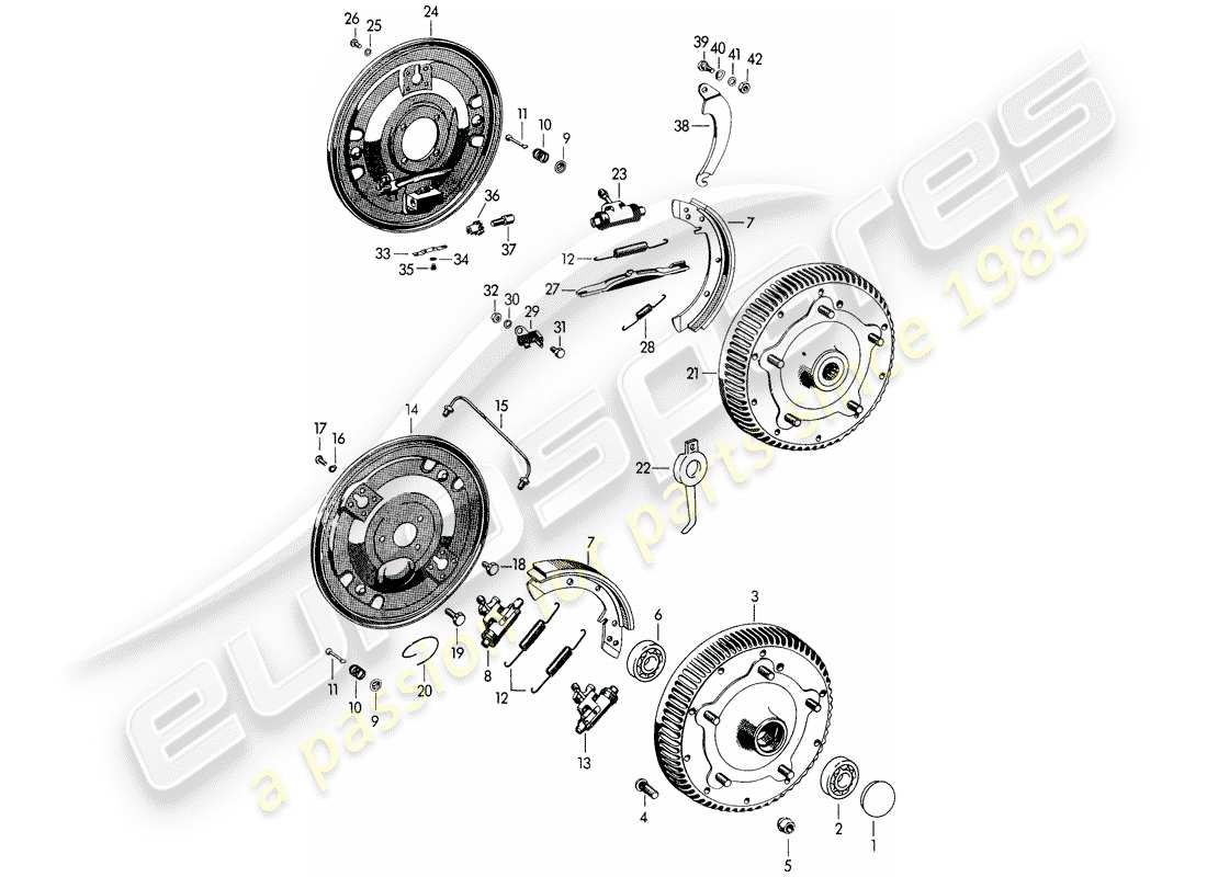 porsche 1955 (356/356a) brake parts diagram