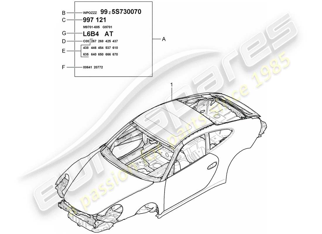 porsche 2007 (997-1) car body part diagram