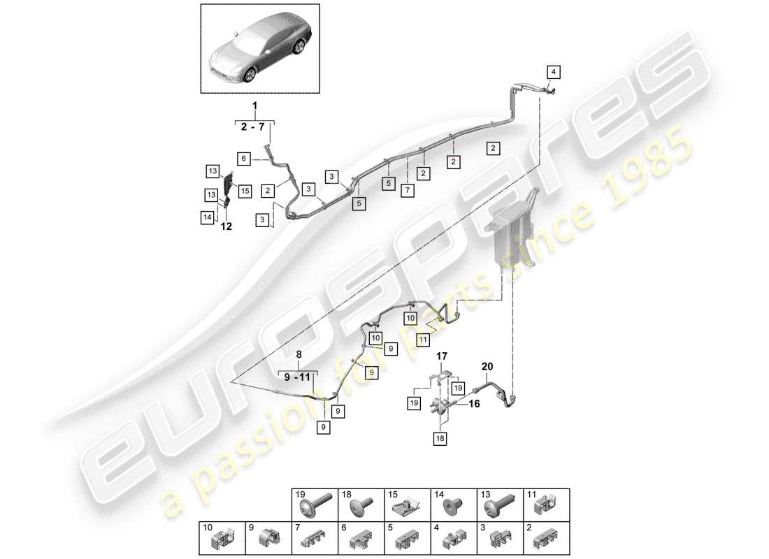 porsche 2020 (panamera 971-1) fuel line part diagram