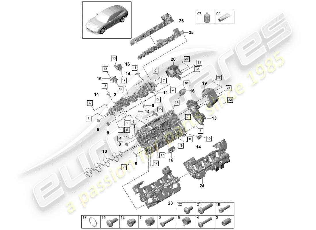 porsche 2020 (panamera 971-1) cylinder head cover parts diagram