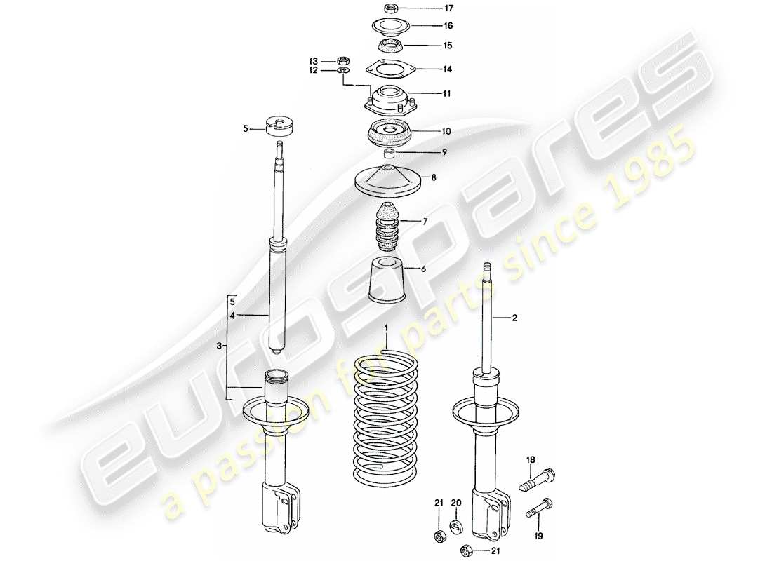 porsche 924 (1980) suspension - vibration damper part diagram