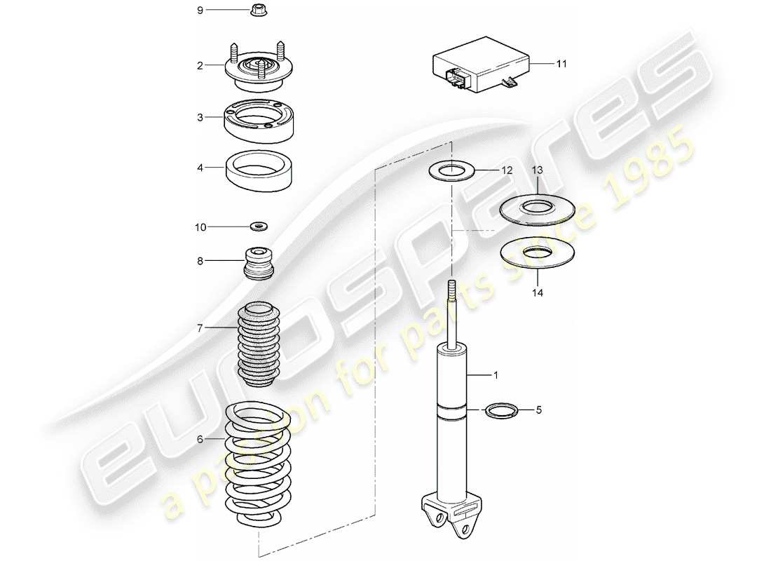 porsche 997 (2006) shock absorber parts diagram