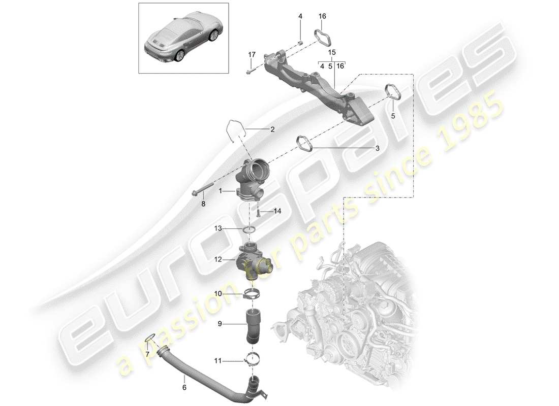 porsche 991 turbo (2020) sub-frame parts diagram