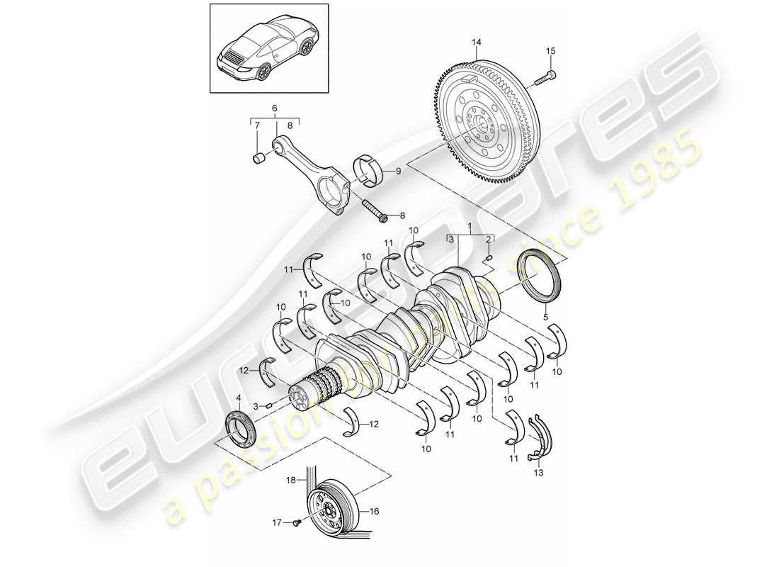 porsche 997 gen. 2 (2010) crankshaft parts diagram