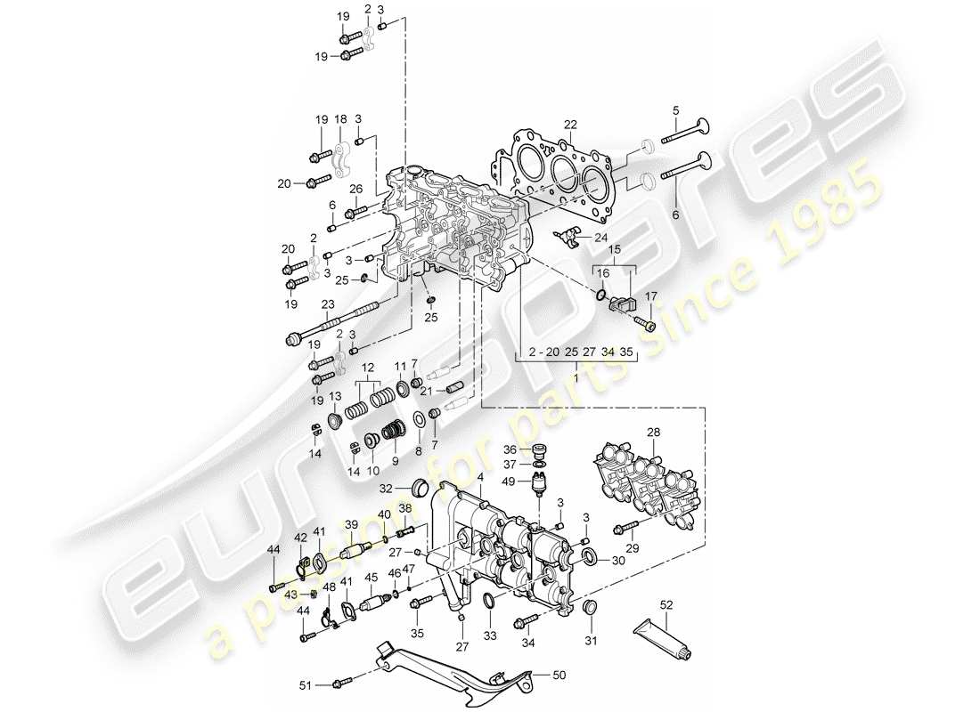 porsche 2006 (987 boxster) cylinder head part diagram