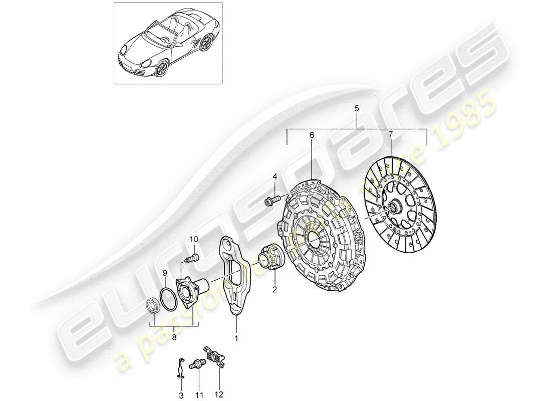 porsche 2006 (987 boxster) clutch part diagram