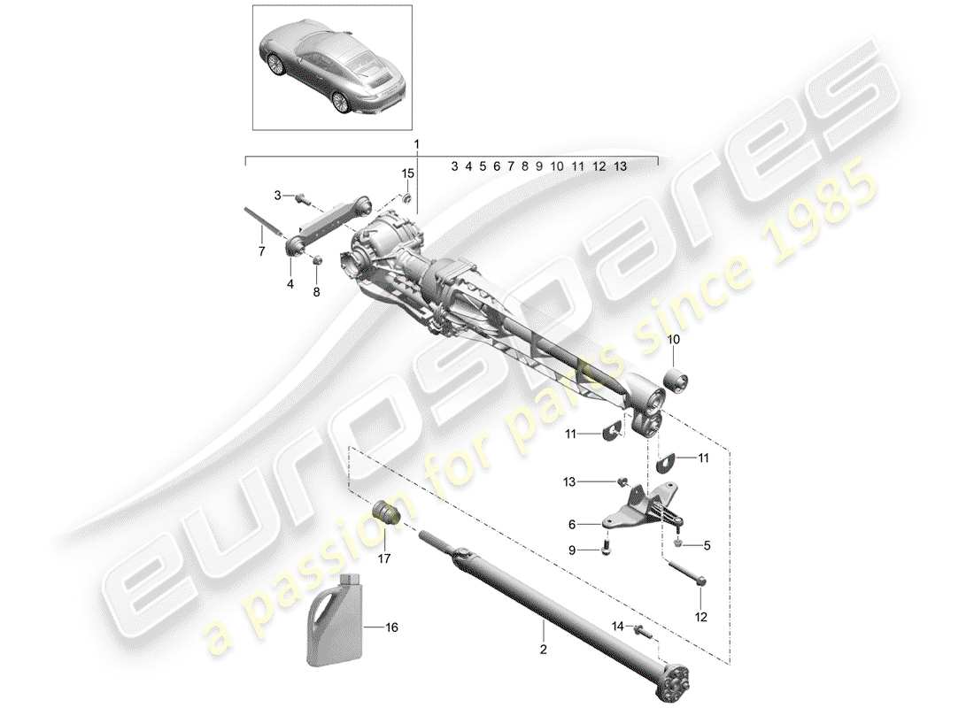 porsche 2019 (991-2) front axle differential part diagram
