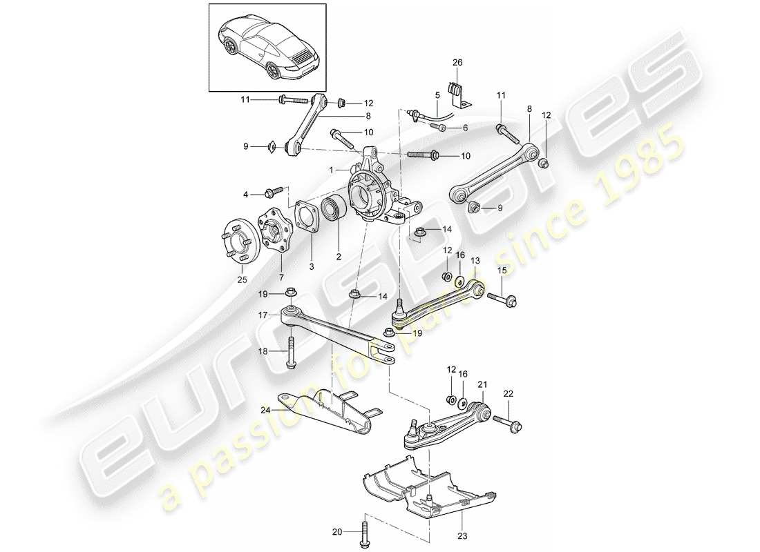 porsche 2007 (997-1) rear axle parts diagram