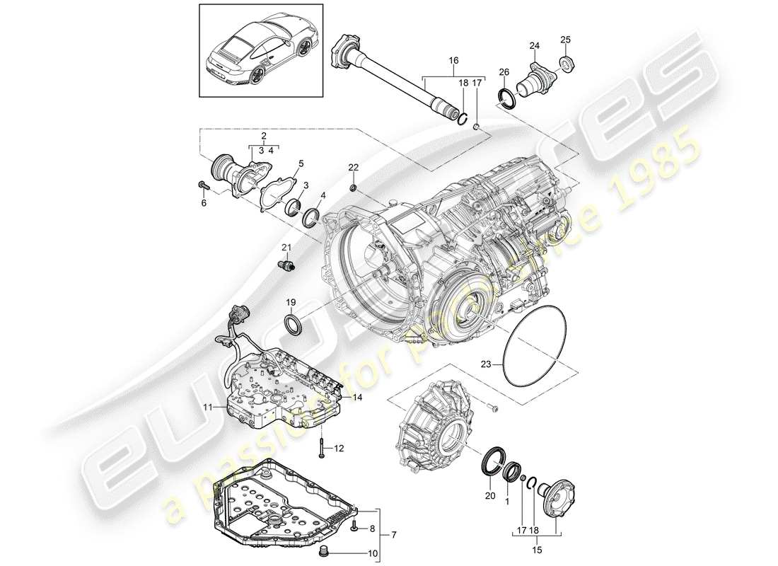 porsche 2011 (997-2 turbo / gt2 rs) - pdk - part diagram