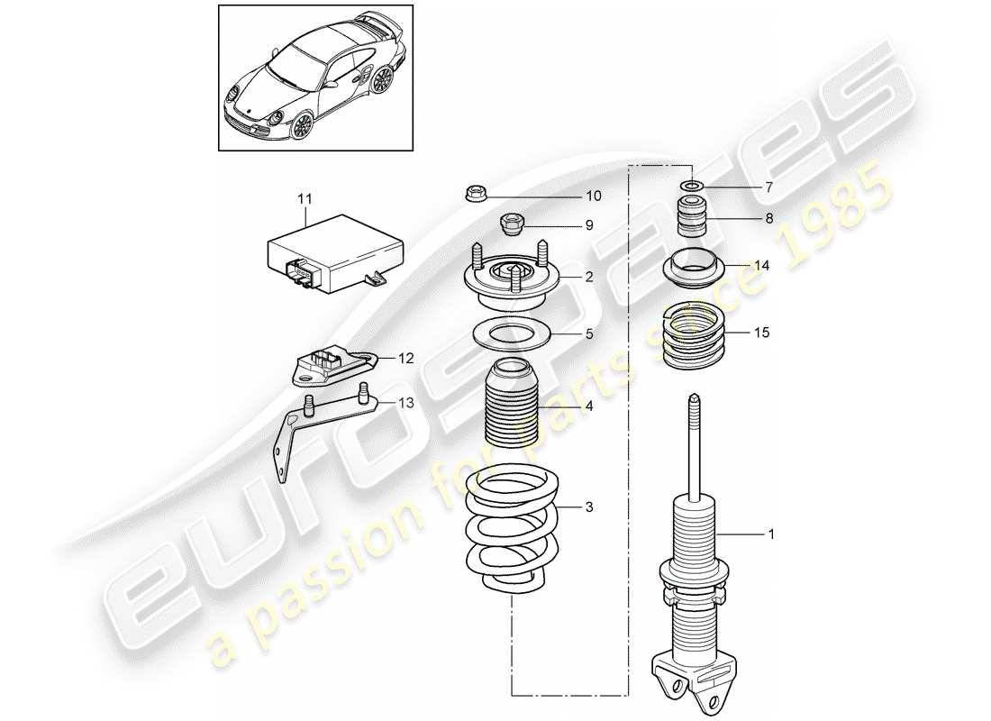 porsche 2013 (997-2 turbo / gt2 rs) shock absorber parts diagram