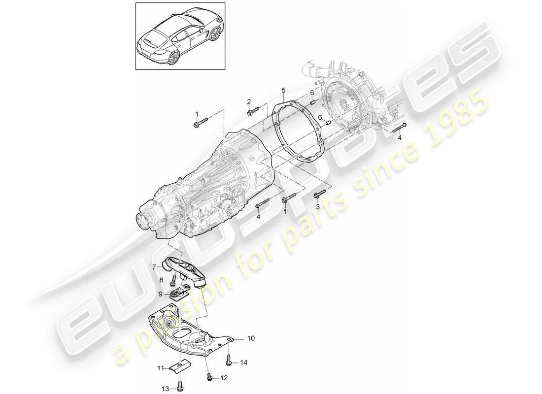 porsche panamera 970 (2012) mounting parts for engine and part diagram
