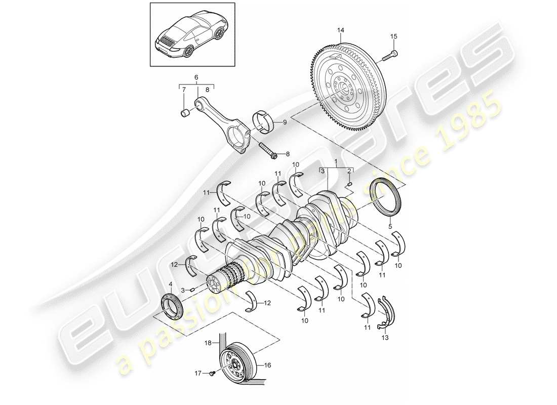 porsche 2012 (997-2) crankshaft part diagram