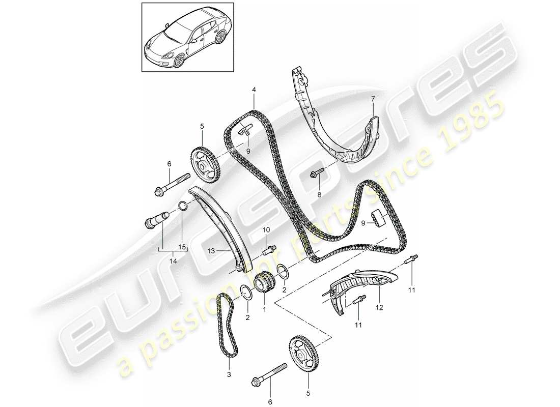 porsche 2013 (panamera 970) timing chain parts diagram