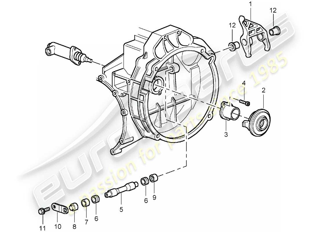 porsche 2003 (996 turbo / gt2) clutch release - clutch slave cylinder - see main and sub-group: - 7/02/08 part diagram